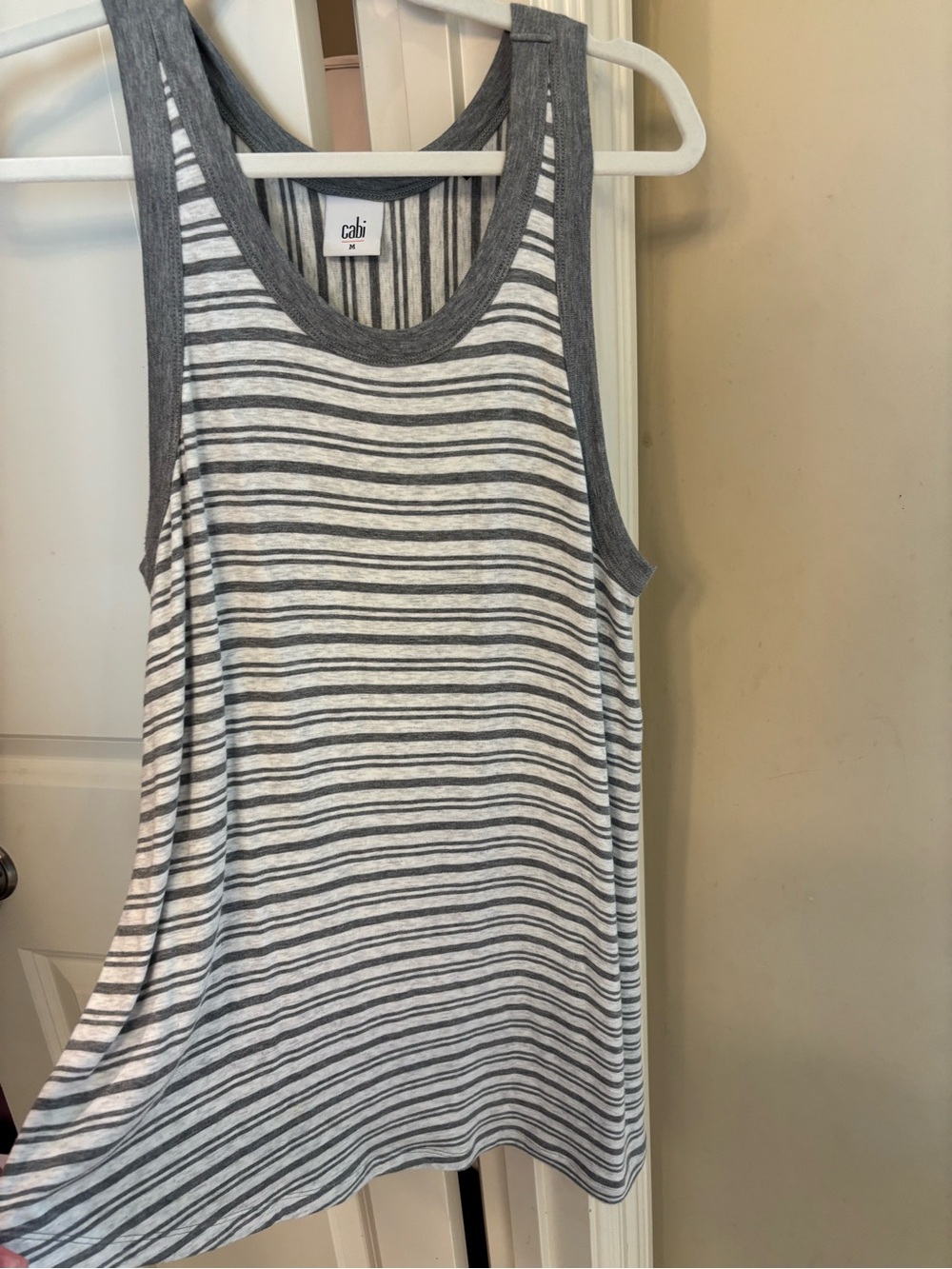 CAbi Gray & White Striped Racerback Tank/tunic (longer)